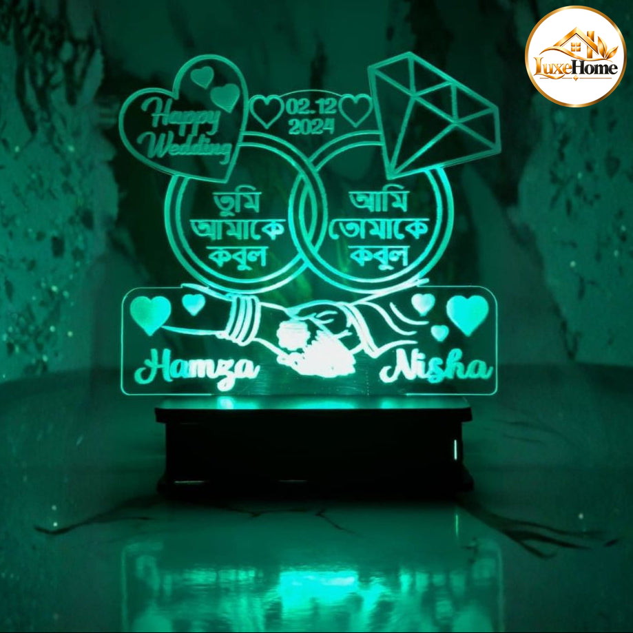 Couple Wedding 3D Customized illusion Lamp
