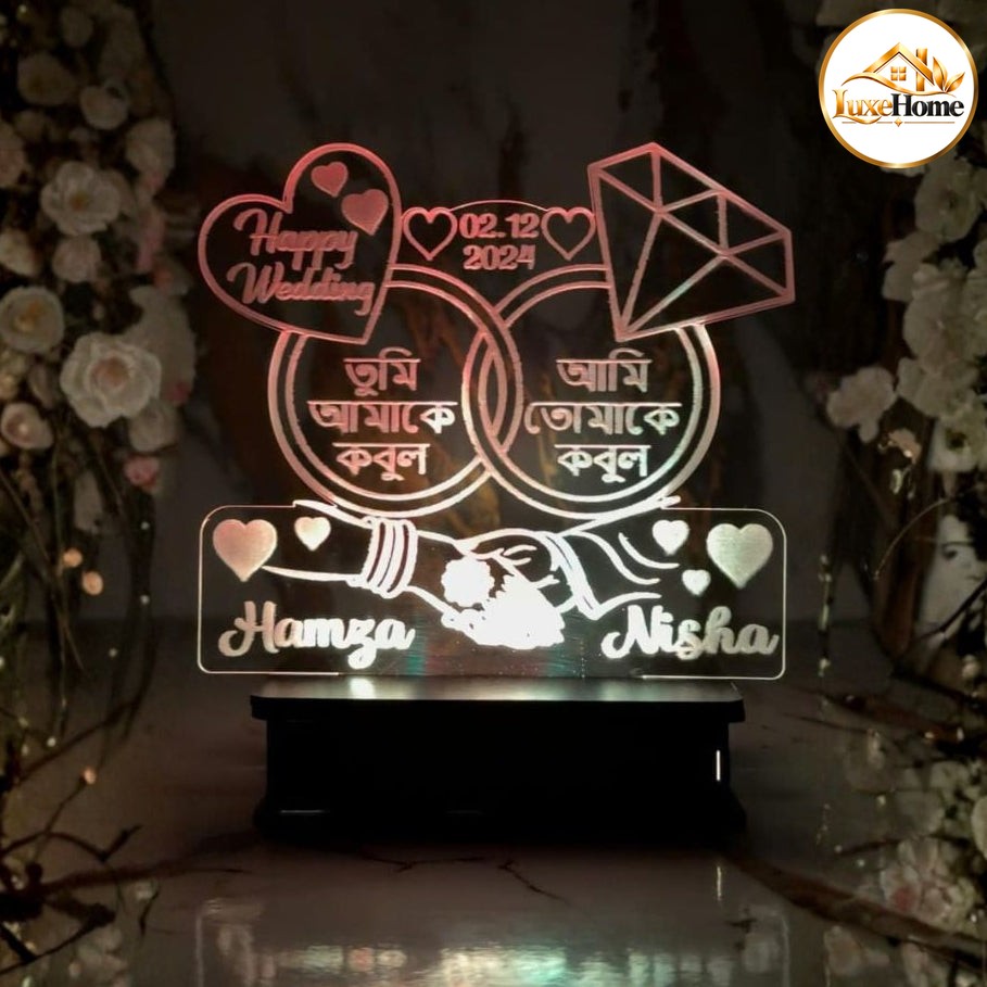 Couple Wedding 3D Customized illusion Lamp
