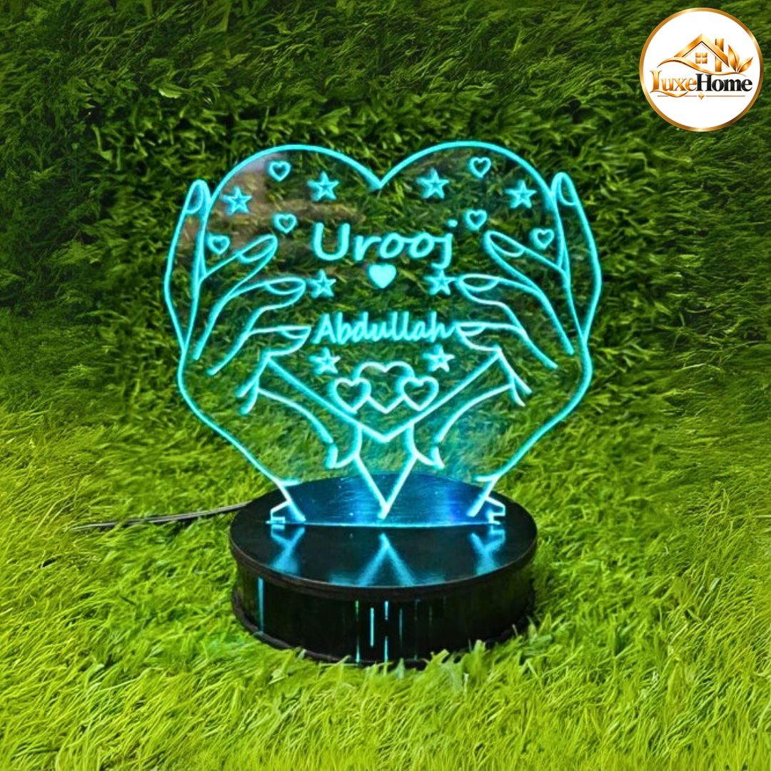 Heart in Hand Customised 3D illusion Lamp