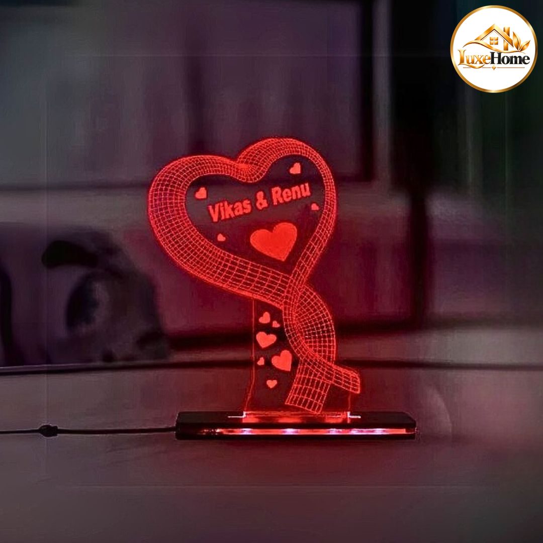Stylish Heart Customised 3D illusion Plate