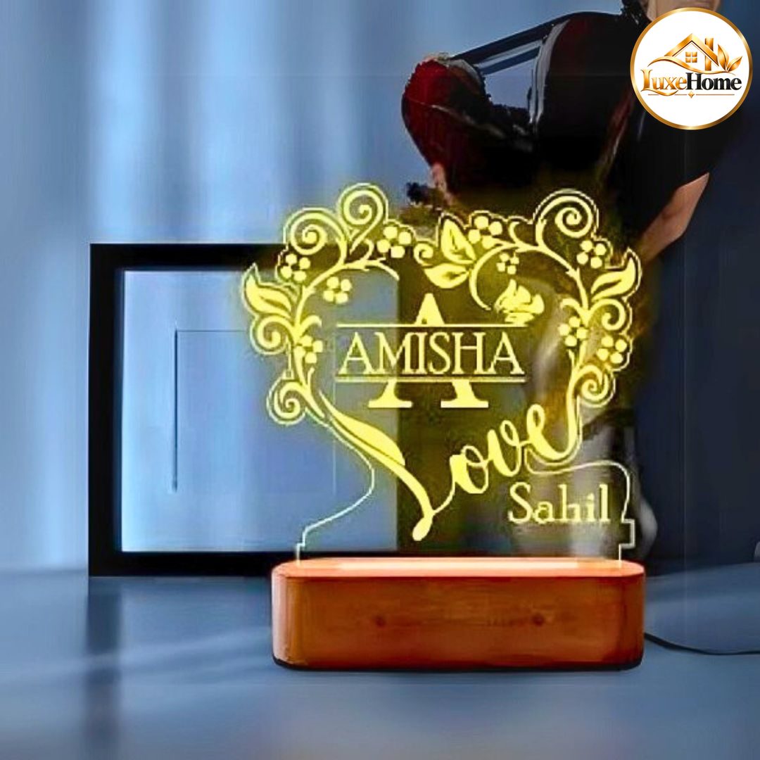 Flowers Love Customised 3D illusion Lamp