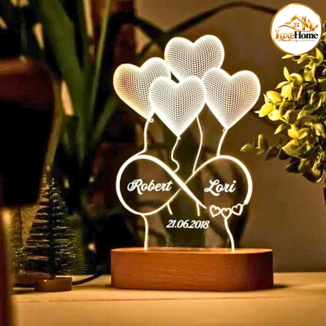 4 Hearts Customised 3D illusion Lamp