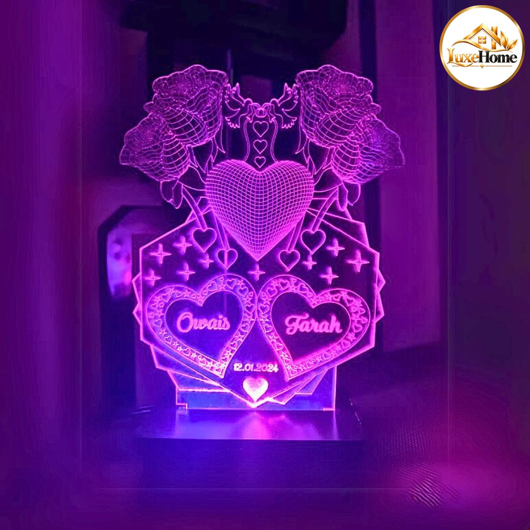 4 Rose Customised 3D illusion Lamp