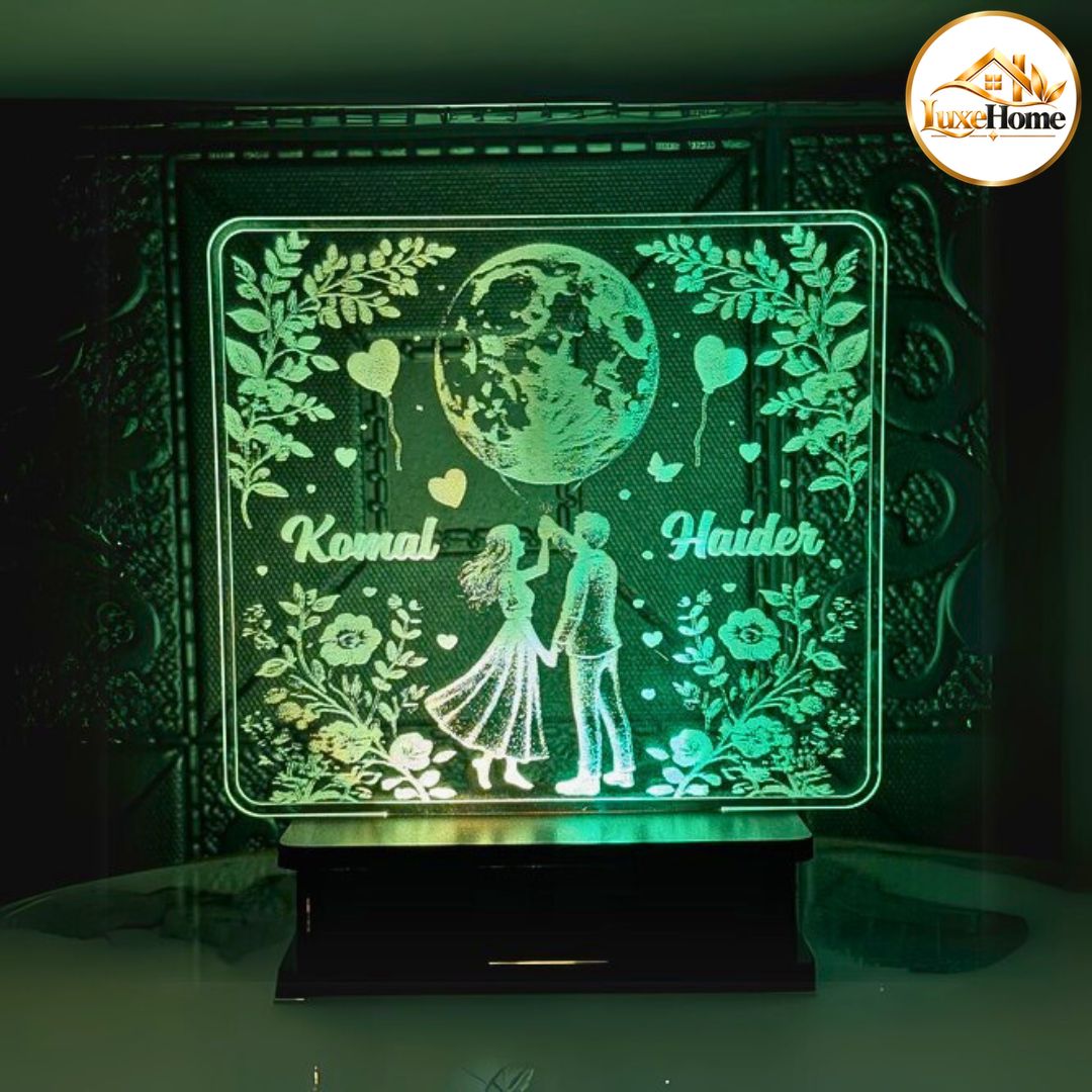 Moon Couple Customised 3D illusion Lamp