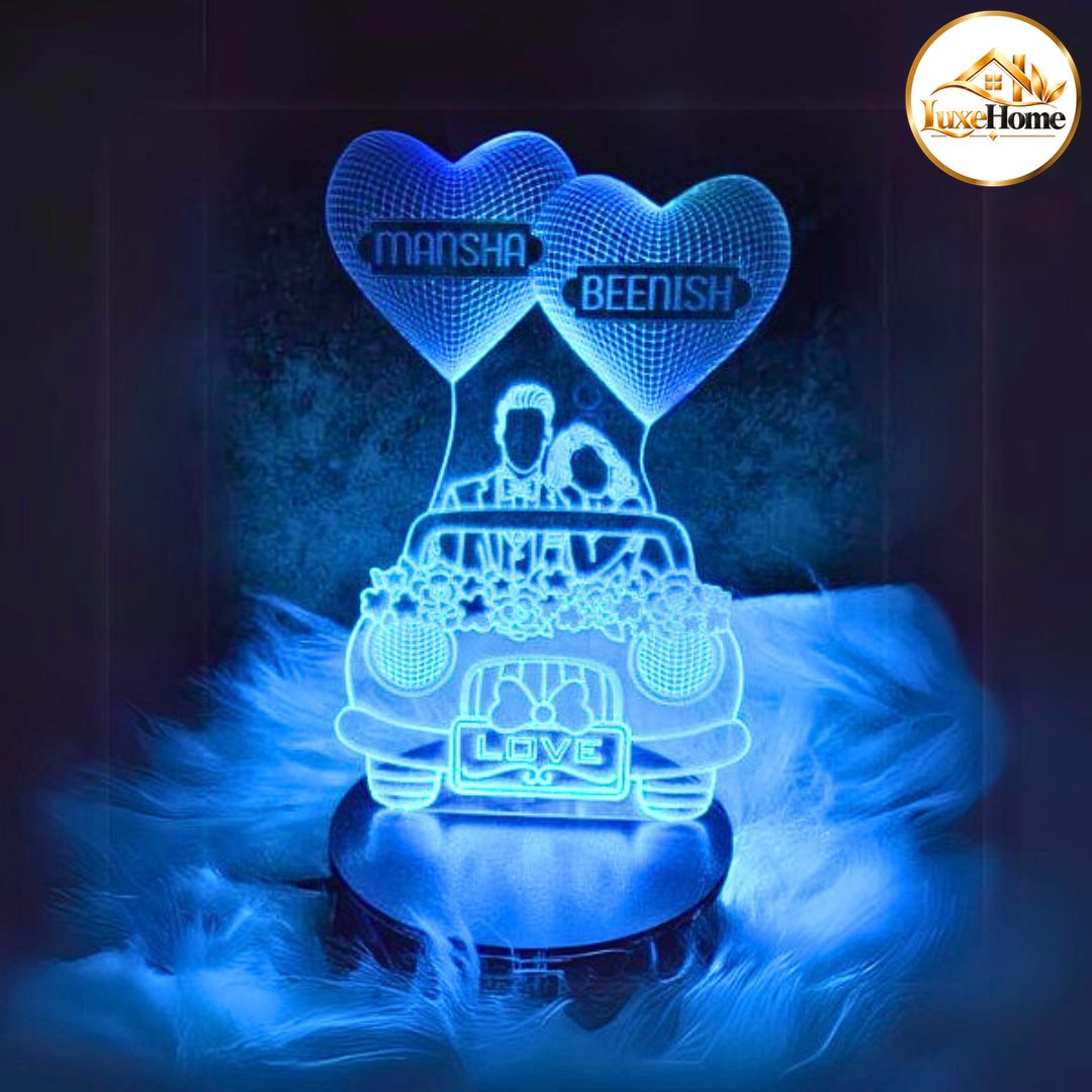 033-Couple in Car Customised 3D illusion Lamp
