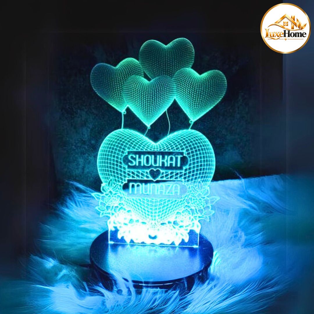 030-5 Hearts Customised 3D illusion Lamp
