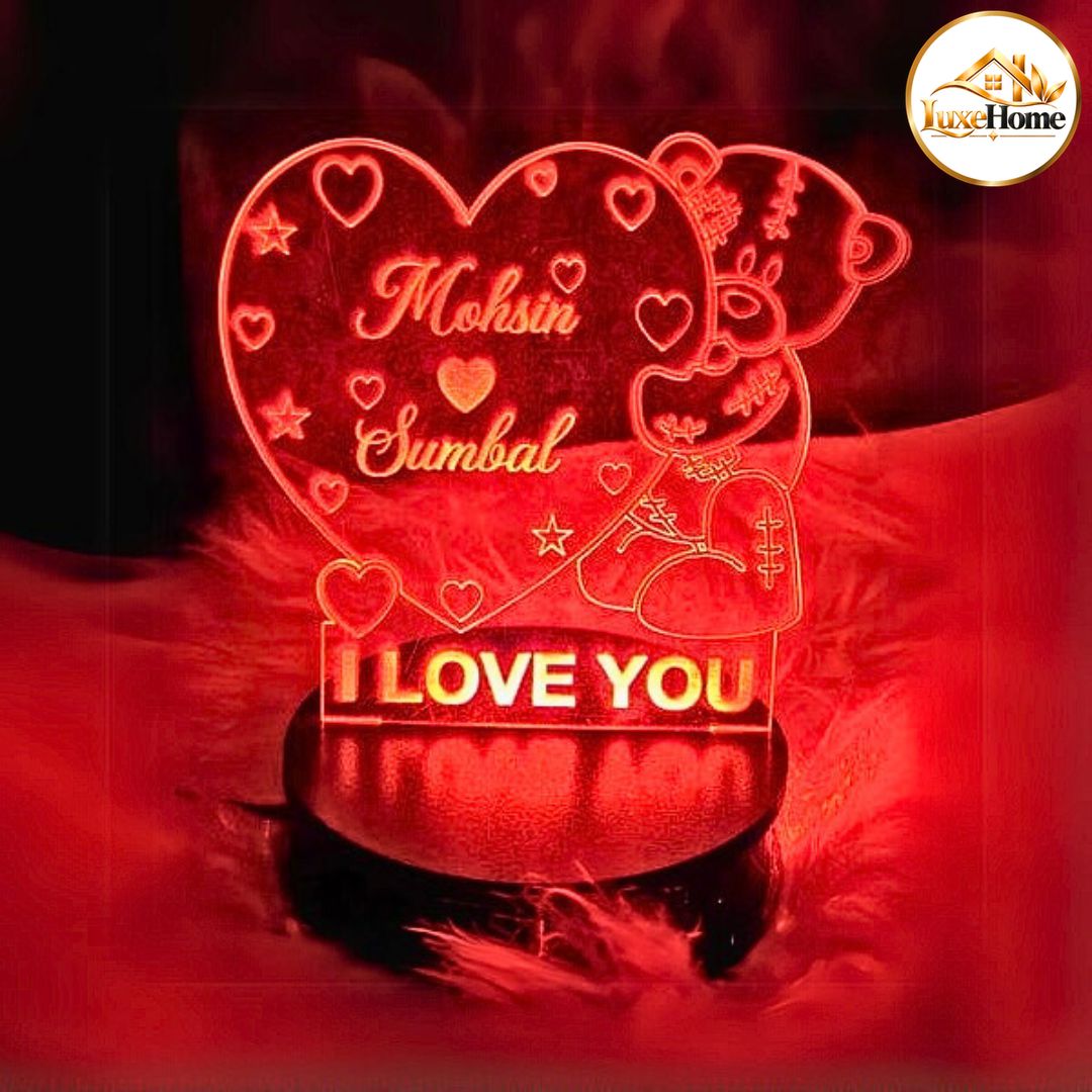 031-Teddy Bear Heart Customised 3D illusion Lamp