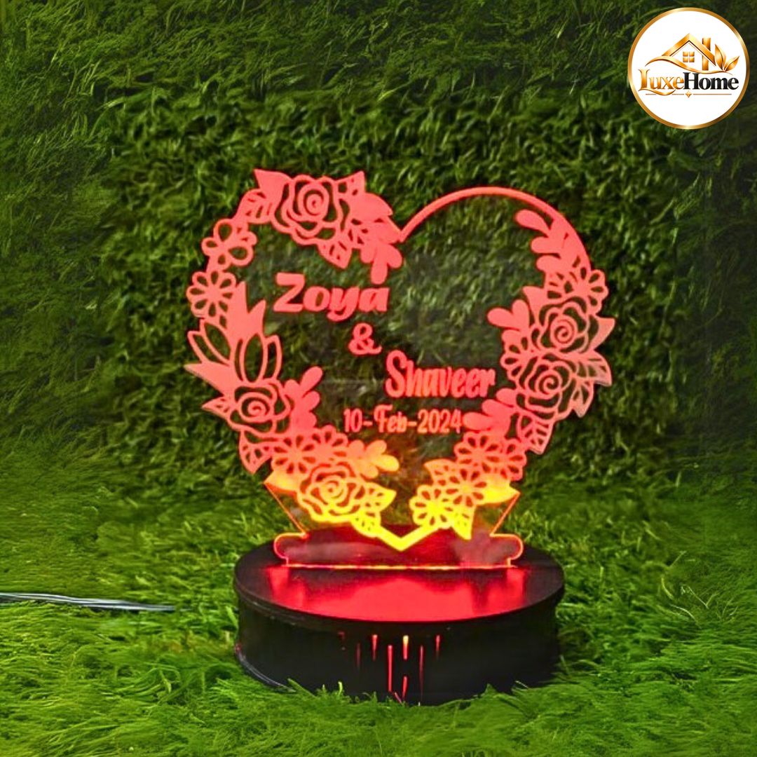 Flower Heart Customised 3D illusion Lamp
