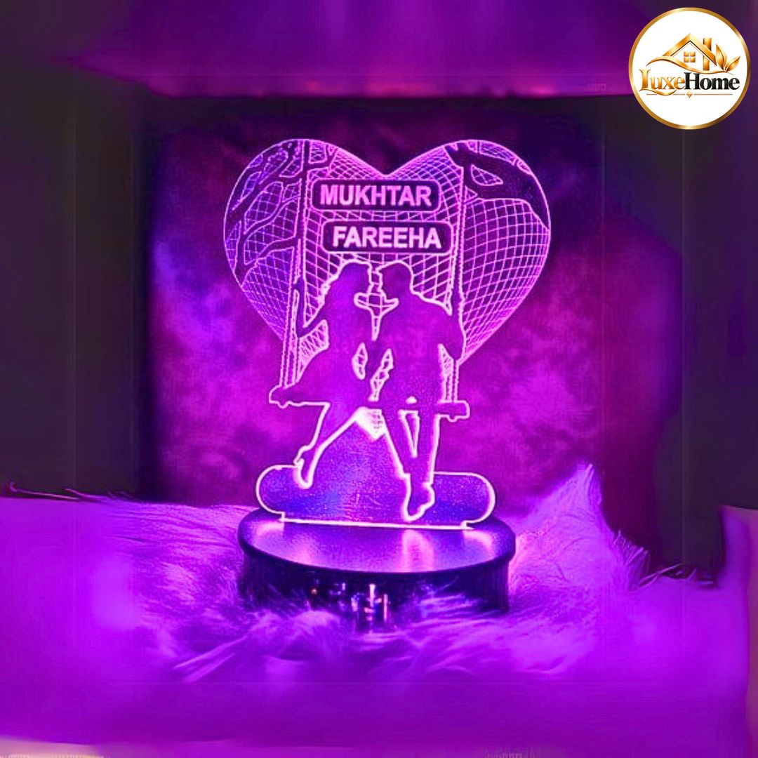 032-Couple In Heart Customised 3D illusion Lamp