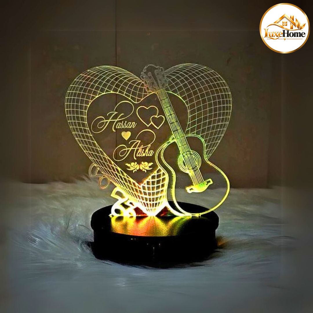 Guitar Shaped Customized 3D illusion Lamp